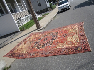 antique serapi heriz rug measuring 9' x 11' 9" great colors area of wear clean rug no holes and no dry rot fantastic design can send more pictures if interested.SOLDDDDDDDDDDDDDDDDDDDDDDDDDDDDDDDD   