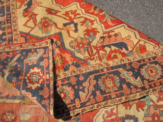 beautiful serapi heriz rug 9' 7" x 12' beautiful colors no dry rot poor condition as shown holes and wear no pets and no smoke. SOLDDDDDDDDDDDDDDDDDD       