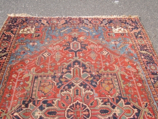 karaja heriz 7 x 10 good colors solid rug no pets and no dry rot no stain dusty condition as shown scattered moth bite reasonable. SOLDDDDDDDDDDDDDDDDDDDDDDDDDDD       