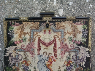 Antique needlepoint purse, 1764 stitches per inch, hand woven silk, fine petit point, ca. 1920's, an average of 42 stitches per linear inch, 42x42 = about  an amazing 1764 stitches per  ...