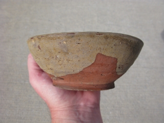 Tang Dynasty earthenware bowl, Changsha ware, Changsha Kilns, 9thC China, a small "wan" bowl for individual servings of food or tea, heavily potted with a foot ring base, and paste with a  ...