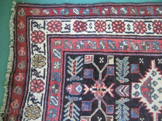 Antique Caucasian long rug, hand knotted wool, Southern Caucasus, late 19th / early 20Th Century, Karabagh?, Karabaugh, Azerbaijan, starburst medallions on a natural brown field, brown oxidation, low pile, multiple areas of  ...