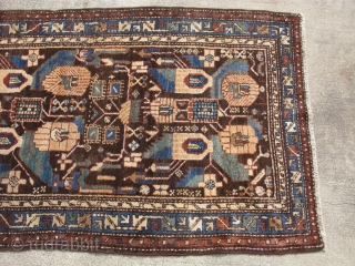 Antique Persian Hamadan rug, hand knotted wool, Iran, ca. 1920, a very unusual deep chocolate field color, very good condition, the approximate size is 3ft 2in x 6ft, #15428, shipping is extra 