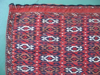 Antique Turkoman flat-weave Chuval, tribal storage bag, Yomud People, Turkmenistan, hand woven kilim, wool and white cotton, 1st Qtr 20thC, general good condition, minor staining, it could benefit from a cleaning, the  ...