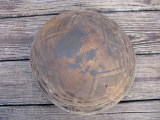 Old African wooden bowl, hand carved, Tuareg People, Sahara, ( Berber, Twareg ), used to collect milk, make dough, and other domestic chores, chiped, cracked and repaired, scuffs and scratches, this is  ...