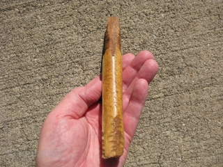 Antique Inuit, Eskimo ice pick / chisel, hand carved walrus tusk, prior to 1850, it is probably a nearly complete small tusk, it takes many years to acquire this deep honey color,  ...