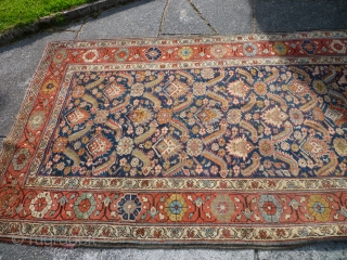 Thick piled old persian runner. Probably turn of 19/20th century. Heavy rug with good colours and decent weave. Area of wear (shown). Plenty of use left and great for decorating any hallway,  ...