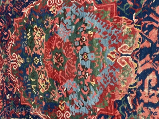 Superb wacky Seichour rug. Fabulous colour and design. Excellent condition for age. Couple of small bits of wear but overall stunning. Larger than usual format. 290 by 135cm     