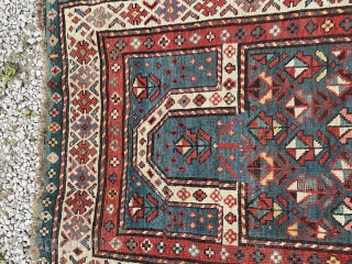 Sweet little Gendge prayer rug. Lovely teal colour. Edges need securing.  150 by 82cm                  