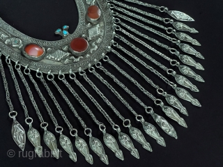 Antique from Afghanistan Talismanic Silver Wedding Necklace with Carnelian & Turquoise. Circa - 1900 or earlier Size - ''47 cm x 15 cm'' - Tassels : 11 cm - Weight : 189  ...