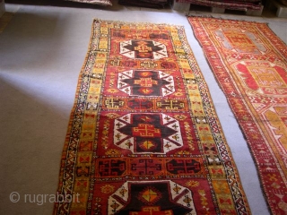 Couple of Anatolian runners, Bergama Yoruk 100x400 cm (cfr Zipper fig.179 pag.213, Bruggeman fig 117 pag 226) and Karapinar Yoruk 94x370cm . Five  medallions for each runner. For single purchase: 800€  ...