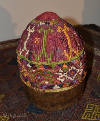 Central Asian Hat, Silk/Cotton, 6 x 7 inches                         