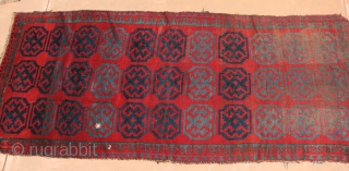 Kirgiz Carpet, Central Asia, Wool, 54 x 126 inches, Wear at one end, a few holes and other damage, Nice wool and colors          