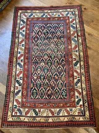 Rare antique green ground Gendje rug very good condition size 200 x 126 cm ca 1880
                 