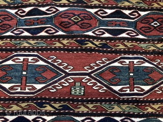 Nice antique Shasavan mafrash sides and bottom still joined ca 1880 all good colours some white cotton and metal thread  little animals and prayer rug in field 53 x 40 i 