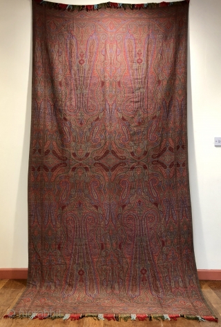 Antique French jacquard loom woven “Paisley “ shawl 
19 c.  Unusually this one is in mint condition size 315 x 150 cm          