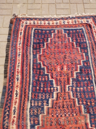 Antique sinnah killim with good size and colors in one side corner some demage need to repair.
Size 8.7 by 4.5 feet            