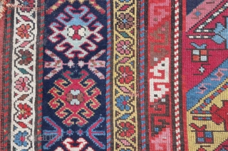 19th century caucasian Karabagh with beautiful colours. 247 x 121 cm / 8'3" x 4'.                  