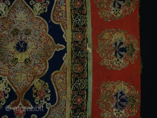 probably Resht textiles. 
ca: 19th. size: 112x80 cm
silk handwork on textiles.
the textile has the traditional design of central medallion with flowers motifs in beautiful colouring
if you have any questions or need more  ...