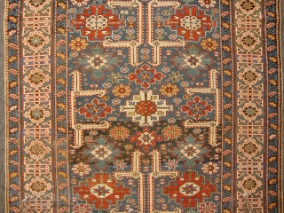 Caucasian Kuba Karagashli Rug, late 19th Century, great colours and well executed design, with a exceptional green border, original condition. 
size: 273x120
age: 1890/1900          