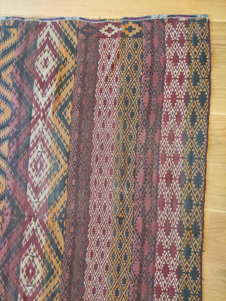 Uzbek Kilim, 1920s, 187 x 150 cm, wool, 5 panels, in fair condition                    