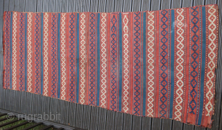 Uzbek Kilim, Central Asia, 1920s, 344 x 140 cm, wool, in good condition                    