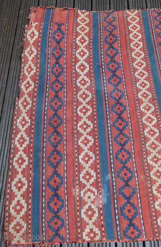 Uzbek Kilim, Central Asia, 1920s, 344 x 140 cm, wool, in good condition                    