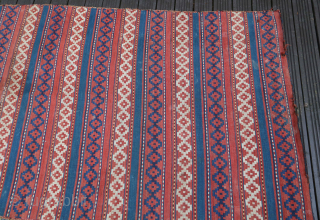 Uzbek Kilim, Central Asia, 1920s, 344 x 140 cm, wool, in good condition                    