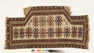 Kyrgyz 'White' Saddle Rug, Central Asia, the Pamir-Alay mountains, the 1880s or earlier, 51 cm x 102 cm, all-natural dyes, in a museum condition. A rare piece. For a similar rug, see  ...