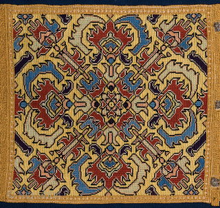 An outstanding Moroccan embroidery mounted on a blue cotton textile. Cm 32 x 200. 19th century. Please, please no mosquitoes and time wasters.          