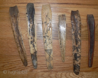 Antique Naga Bone Hair Pins. Some are carved on both sides.                      