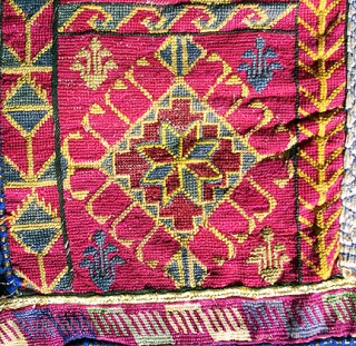 Swat Embroidered Textile, yoke from a child's top. This is an excellently rendered child’s yoke from Swat region, executed in tiny cross-stitch embroidery. The front is 10.5 inches wide and 11 inches  ...