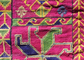 Swat Embroidered Textile, yoke from a child's top. This is an excellently rendered child’s yoke from Swat region, executed in tiny cross-stitch embroidery. The front is 10.5 inches wide and 11 inches  ...