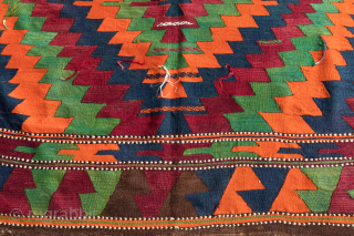 An interesting kilim from Ihlara village , Aksaray area . 
Over 100 years and good colors . 

Size: 430/150 cm             