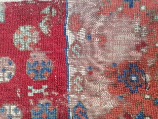 Antique Kurdish fragment mounted on fabric. 
Size 73x122                         