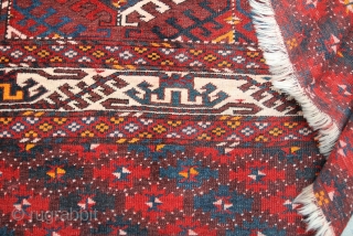 Turkoman Jomud about 1930, size: 2.92 x 1,92 m, wool on wool, condition: fair, low pile, areas of old repair             