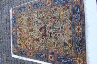 TEBRIS Persian,around 1920 good condition, cork wool on cotton small spots on the upper left,old repairs,
Size: 195x137cm                