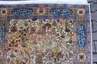 TEBRIS Persian,around 1920 good condition, cork wool on cotton small spots on the upper left,old repairs,
Size: 195x137cm                