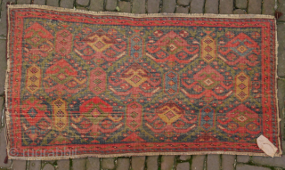 Rare bagface, small rug or mafrash. Caucasian, Kuba? Seichur? with a kind of palmette or insect border. good colours with a bit one kind of red somewhat tipfaded, 94x50 cm. please use  ...