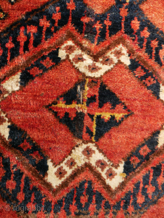 Rare large Ersar i small rug probably used as sitting mat on special occasions. small rug with ikat motif. Full shiny and soft pile, lots of abrash, some moth damage as you  ...