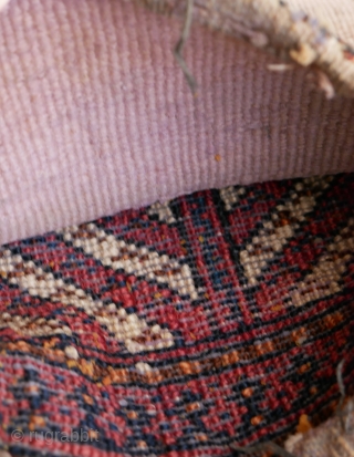 SALE! Spindle bag, or used for other items, a mirror? Afshar? Baluch? Rare and interesting with a nice pattern and soft wool (The inside of the kilim part has suffered from bleeding  ...