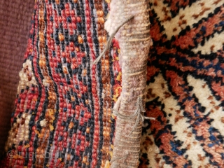 SALE! Spindle bag, or used for other items, a mirror? Afshar? Baluch? Rare and interesting with a nice pattern and soft wool (The inside of the kilim part has suffered from bleeding  ...