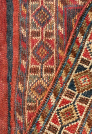 South Persian bag, Qashqai or Khamseh, good colours, pile is a bit low, 92 cm x 48 cm. (on picture 1 you can see a small hole in the left corner bottom)  ...