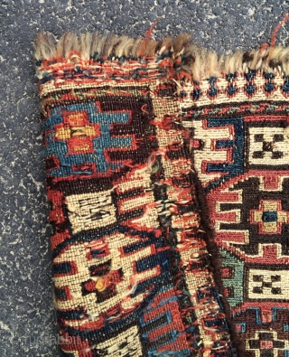 Unusual sweet Shasavan soumac chanteh. I've had this in pile pieces before and I've seen large soumac bags, but never a small one like this. Could use a wash. Found in New  ...