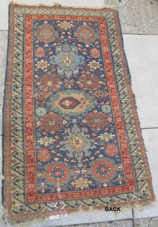 Kuba pile rug with a harshang palmette design more typically seen in sumak rugs. Great color and design.               