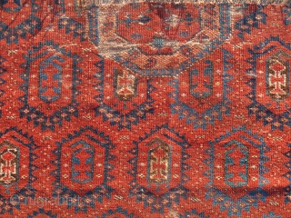 Central Asian Bashir Rug Fragment, half of a 2-1-2 smaller rug with stylized botehs. Great weave and color, Old!              