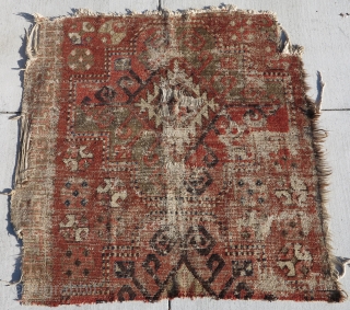 Kirghiz fragment found in Tibet, older than any Kirghiz piece I've seen with an ancient aesthetic. ... It appears to be quite old. Warp is hand spun cotton, and the piece is  ...