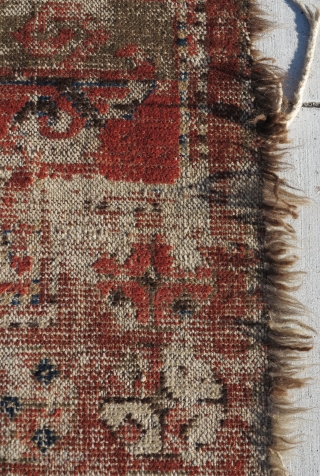 Kirghiz fragment found in Tibet, older than any Kirghiz piece I've seen with an ancient aesthetic. ... It appears to be quite old. Warp is hand spun cotton, and the piece is  ...