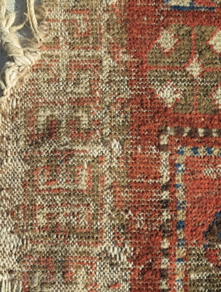 Kirghiz fragment found in Tibet, older than any Kirghiz piece I've seen with an ancient aesthetic. ... It appears to be quite old. Warp is hand spun cotton, and the piece is  ...