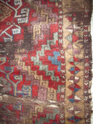 East Anatolian Kurdish Rug, fluffy pile, big knots, vibrant madder red, non-sulphonic natural green and blue. Nice variation on the Memling gul theme. There is a smart playfulness shown with the alternation  ...